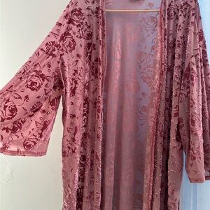 Pink Velvet Robe with Floral Texture